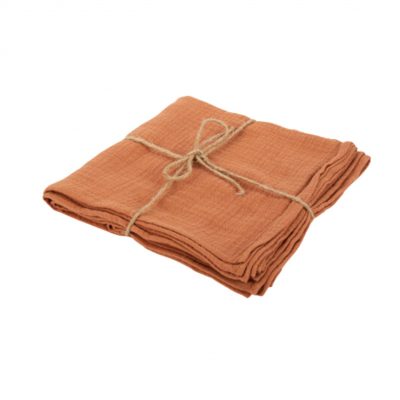 Chemin de table gaze de coton terracotta