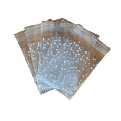 Sachet transparent bonbon / cookie pois blancs