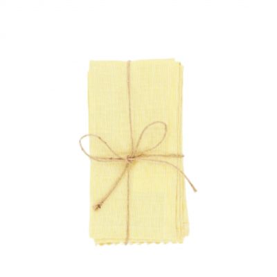 Serviette de table en gaze de coton jaune pâle