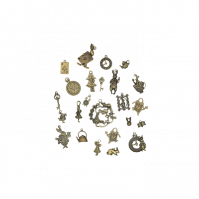 Petite breloque couleur laiton. Lapin, montres clefs, Alice