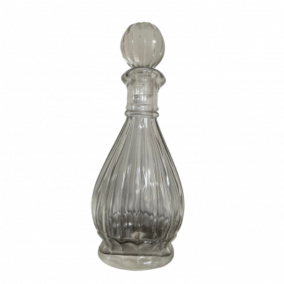 Fiole avec bouchon rond. Verre foncé.