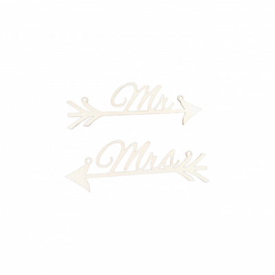 Mr et Mrs inscrit sur des flèches effet bois