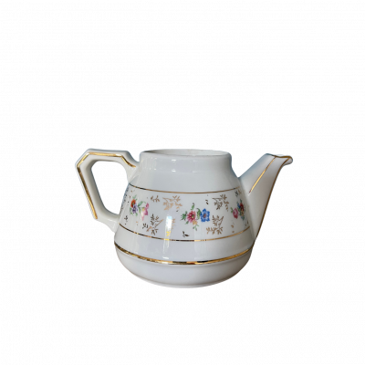 Théière en porcelaine feuillage doré