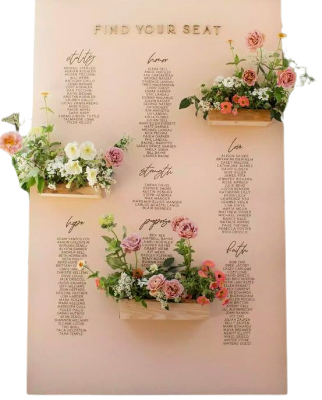 Plan de table beige avec ses jardinières