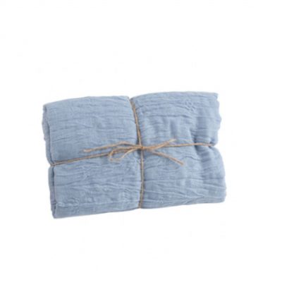 Chemin de table en gaze de coton bleu ciel
