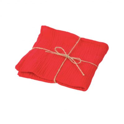 Chemin de table en gaze de coton rouge